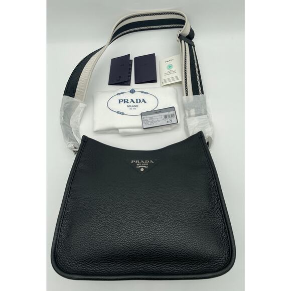 $3200 PRADA BLACK LEATHER HOBO SHOULDER BAG PURSE AUTH! Used once - Picture 9 of 16